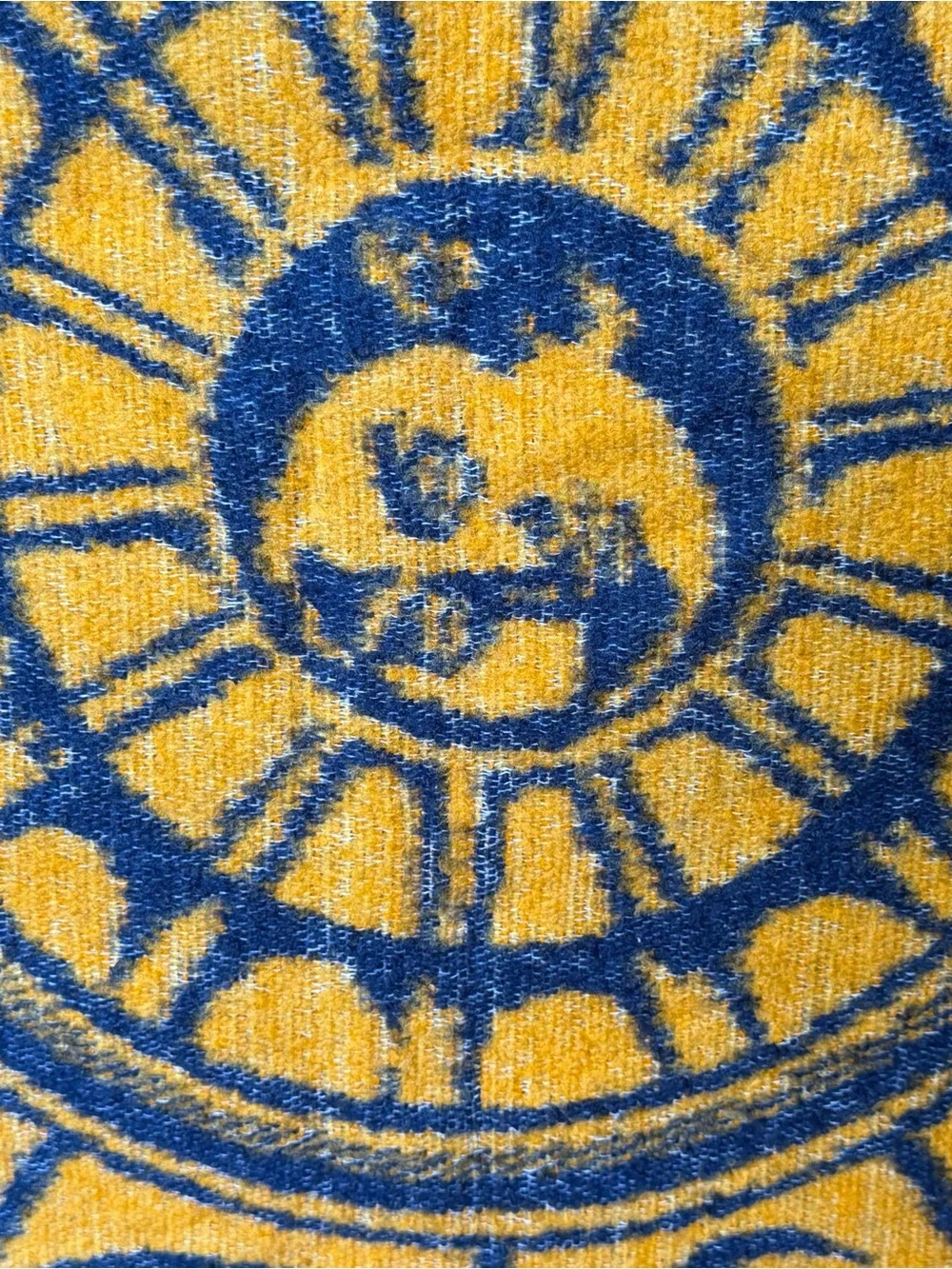Celestial Zodiac Sun Moon Stars Woven Throw Blanket Mustard Yellow Blue
